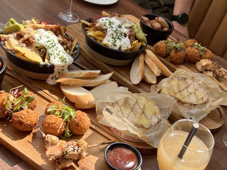 Spread of bottomless brunch food